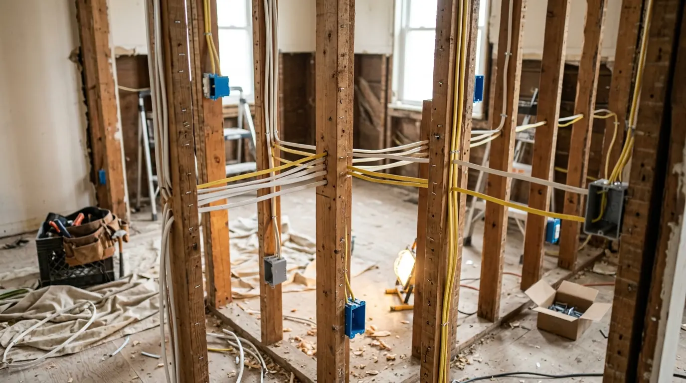 Wiring & Remodels work by WireUp electricians in Boston