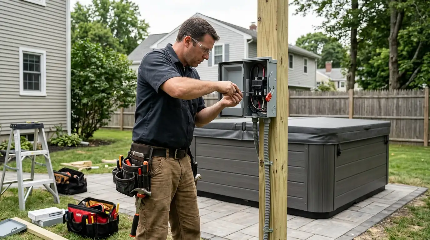 Hot Tub & Spa Wiring in a Boston home
