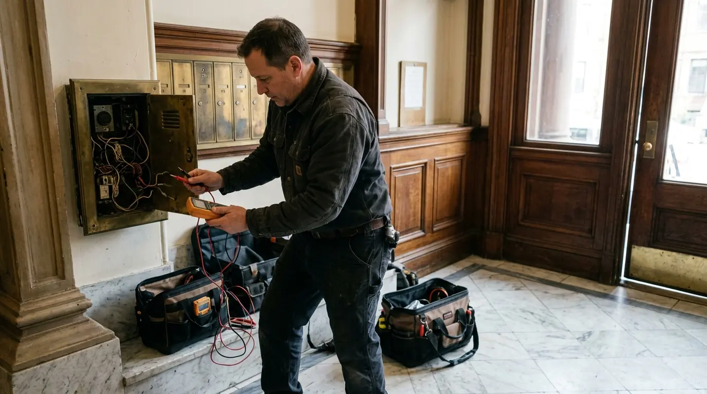 Electrician at work in Back Bay & Beacon Hill