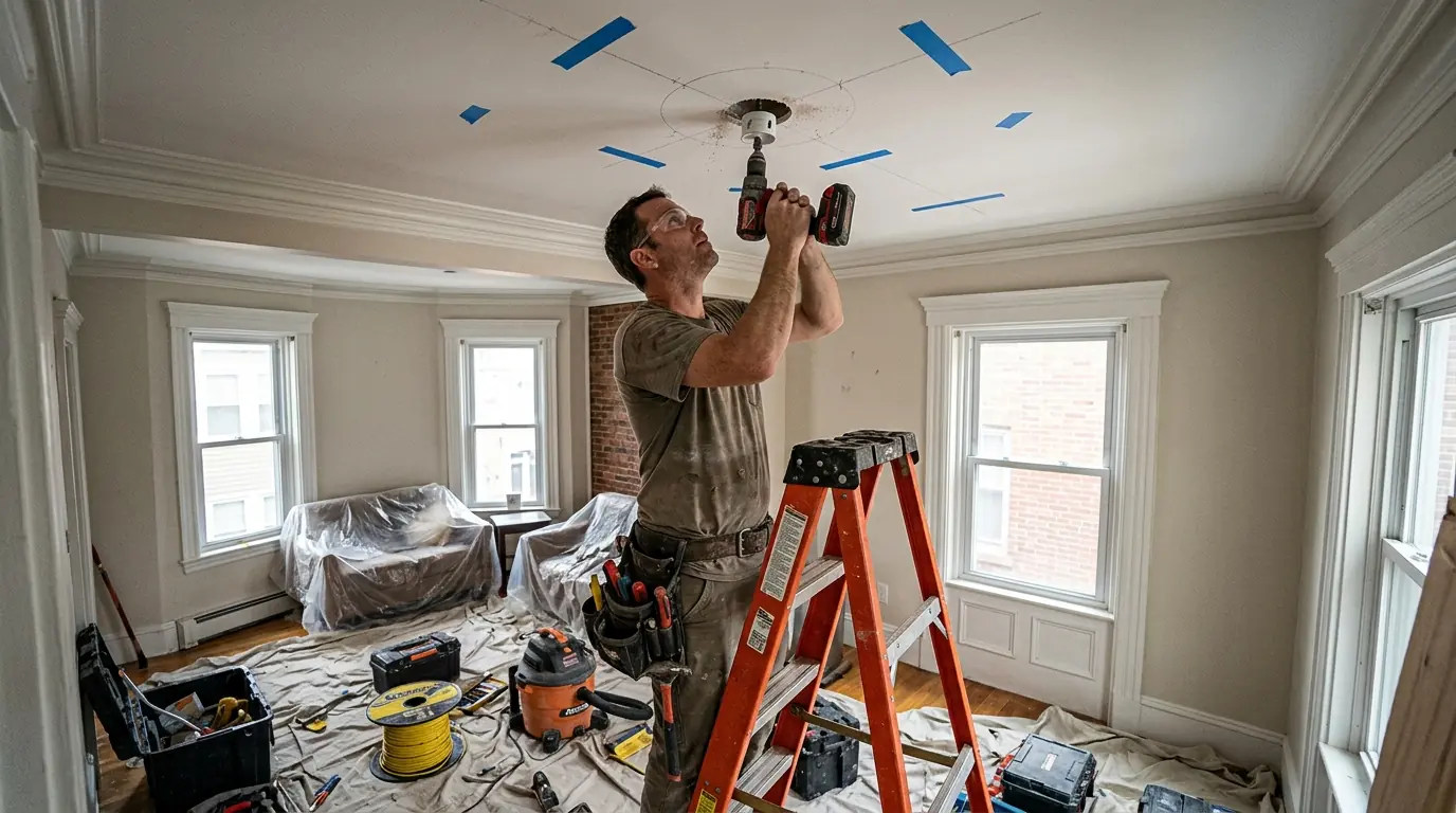 Electrician at work in South Boston