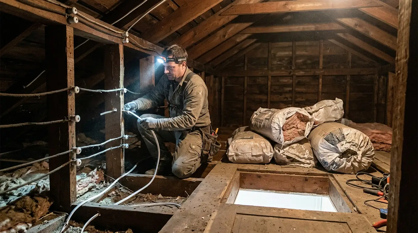 Electrician at work in Roslindale
