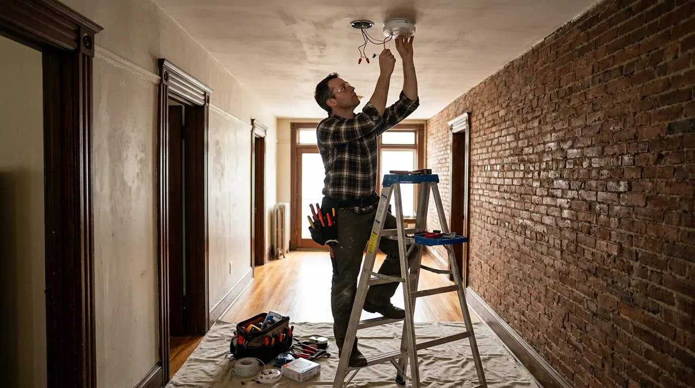 Electrician at work in Brookline