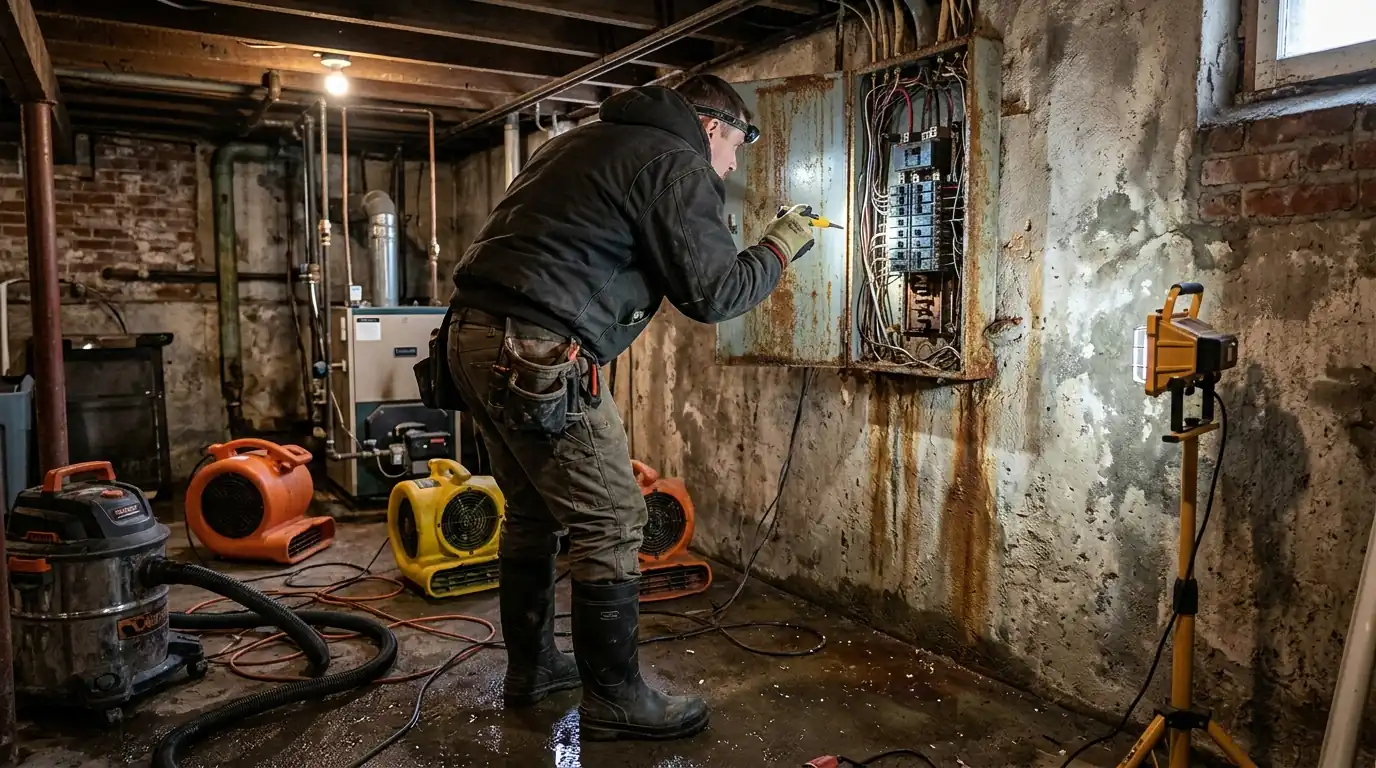 Electrician at work in East Boston
