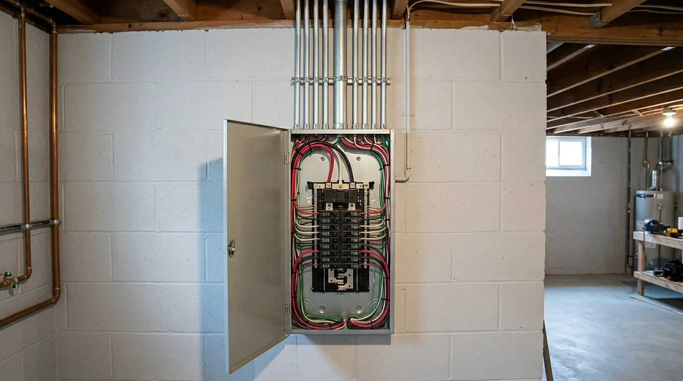 Labeled breaker panel after a WireUp visit