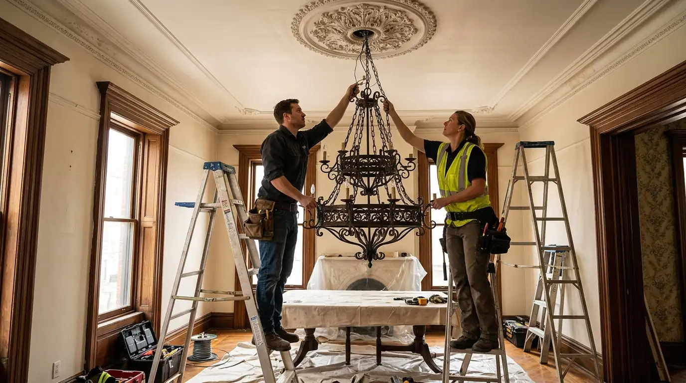 Light Fixture Installation in a Boston home