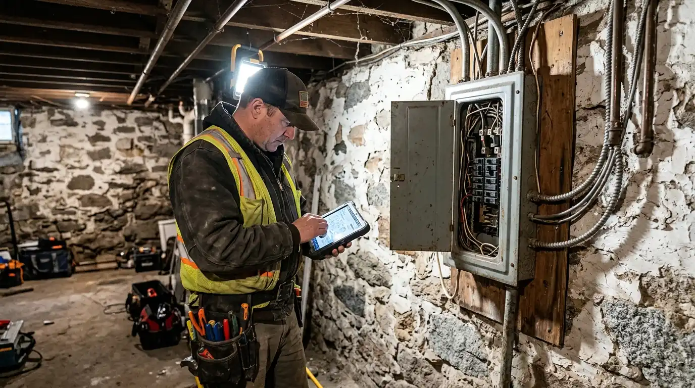 Electrician at work in Middlesex County