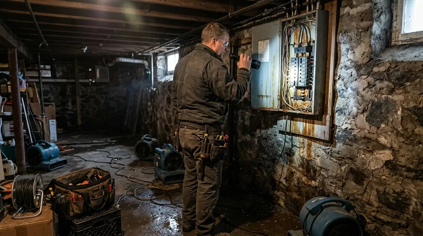 Electrician at work in Norfolk County