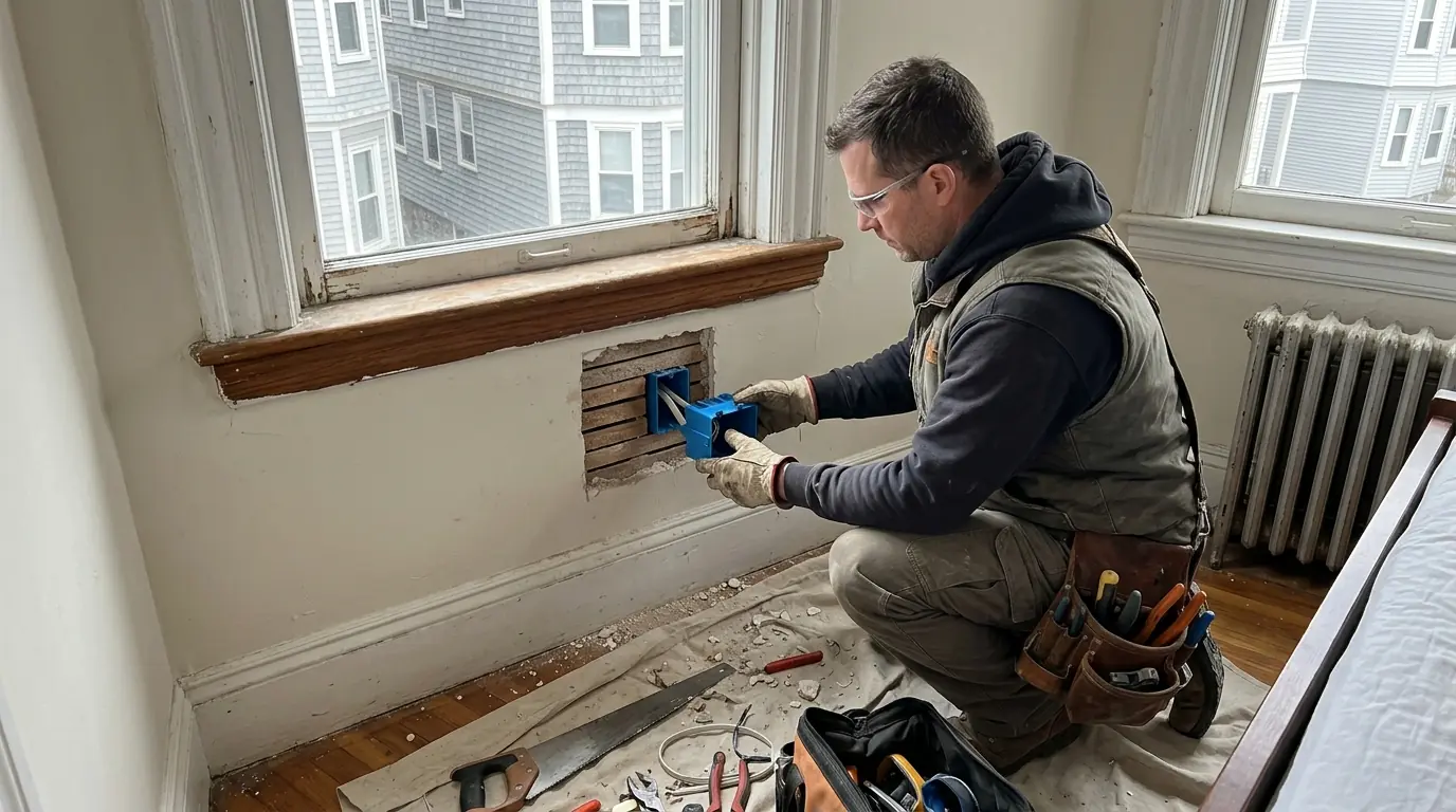 New Outlet Installation in a Boston home